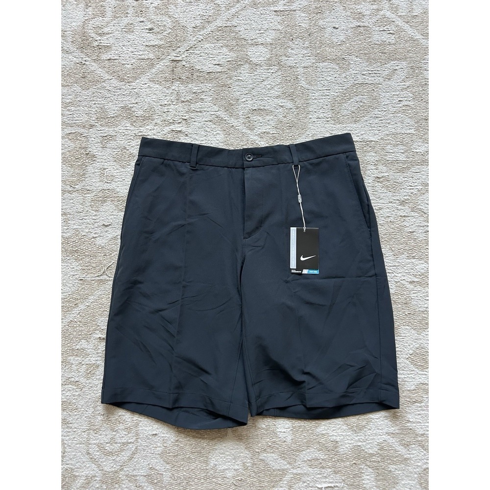 Nike Golf Shorts Men's 32 Black Flat Front 10" Inseam Stretch Performance NWT